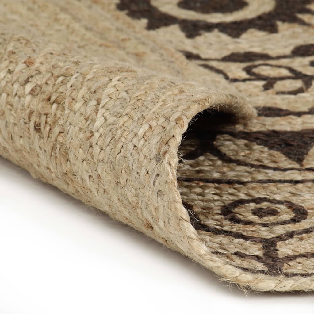 Vidaxl Teppich handgefertigt mit dunkelbraunem Druck 120 cm Jute