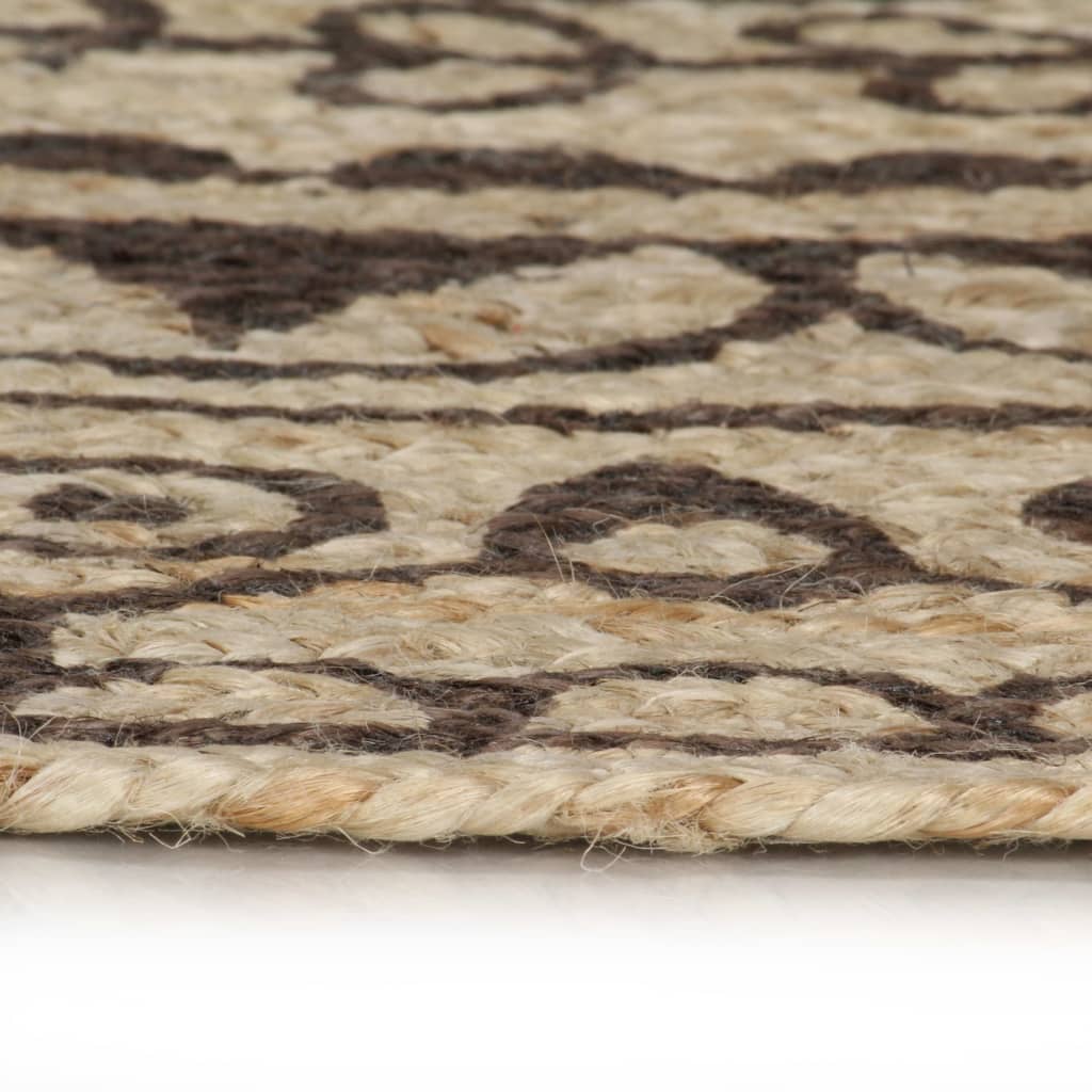 Vidaxl Teppich handgefertigt mit dunkelbraunem Druck 150 cm Jute