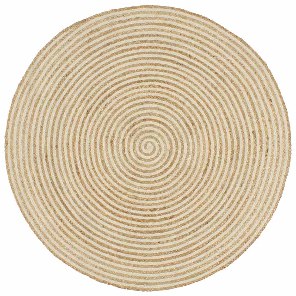Vidaxl Teppich handgefertigt mit Spiraldesign 120 cm Jute Weiß