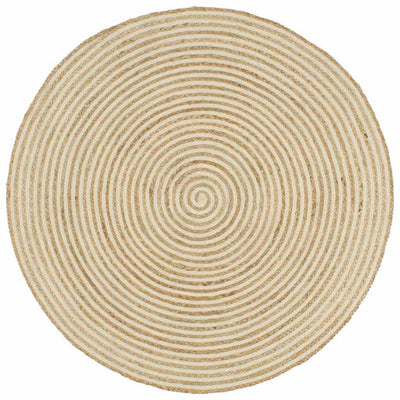 Vidaxl Teppich handgefertigt mit Spiraldesign 120 cm Jute Weiß