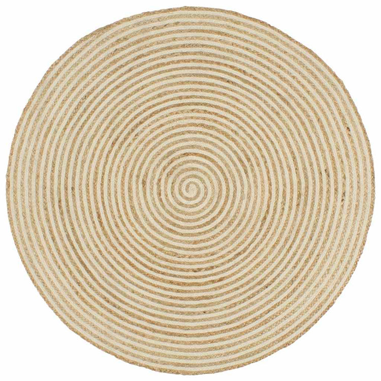 Vidaxl Teppich handgefertigt mit Spiraldesign 120 cm Jute Weiß