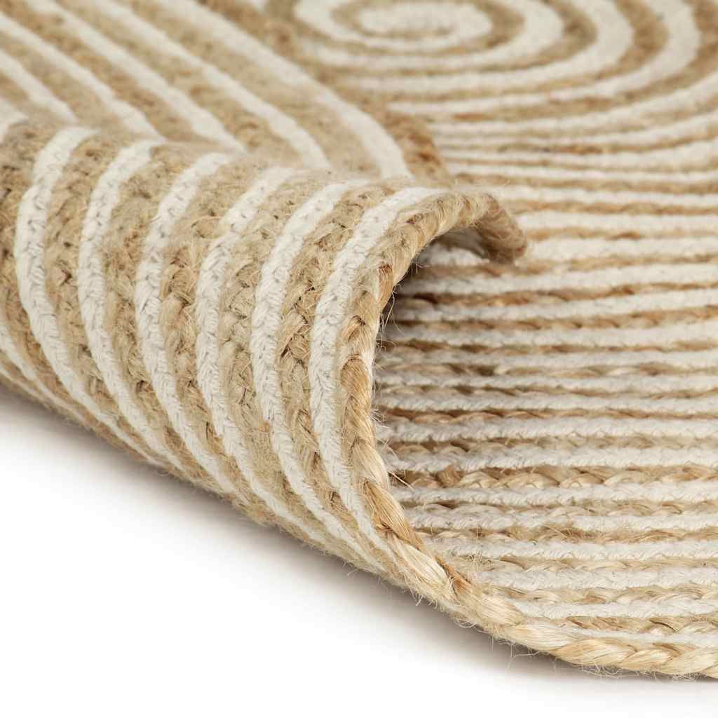 Vidaxl Teppich handgefertigt mit Spiraldesign 120 cm Jute Weiß