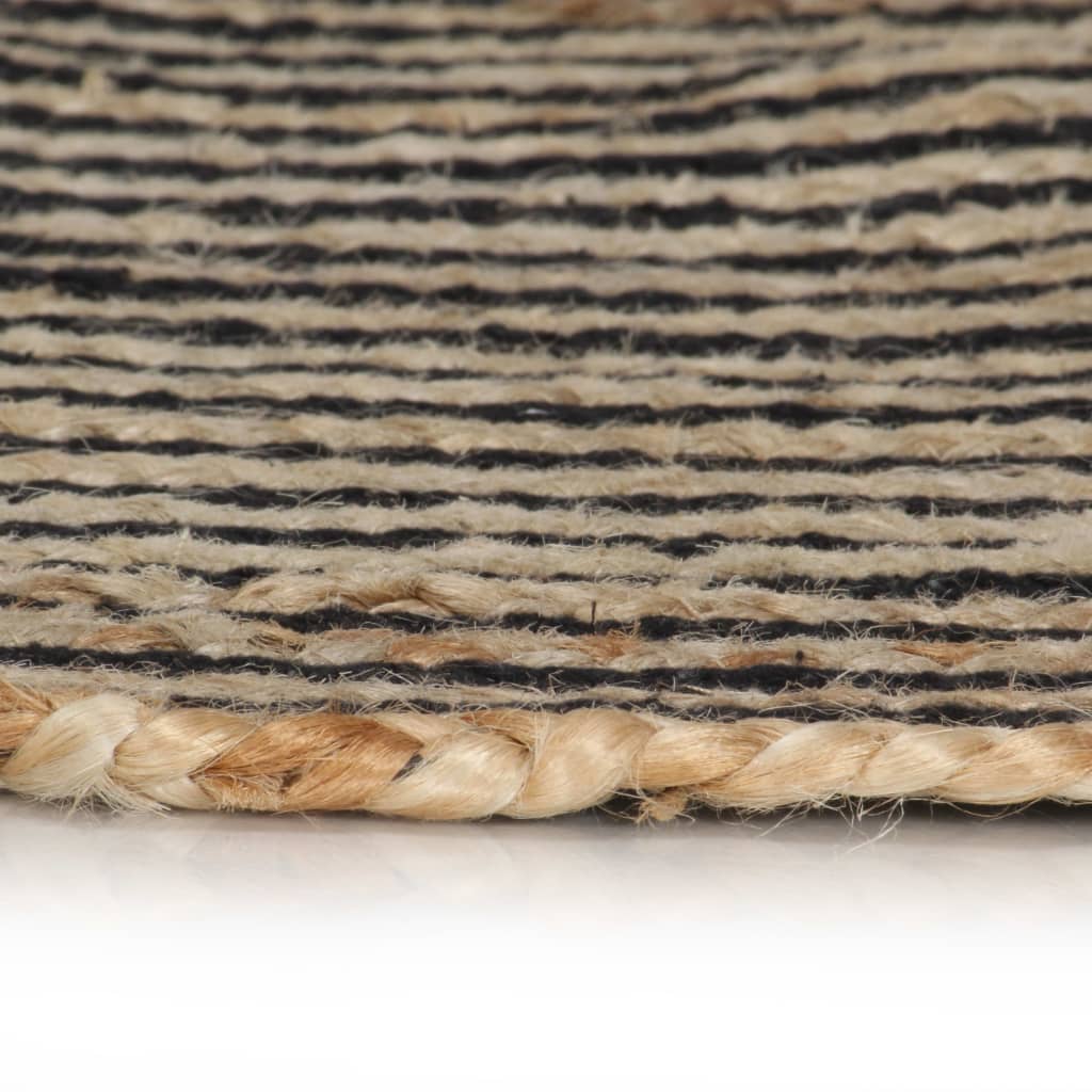 Vidaxl Teppich handgefertigt mit Spiraldesign 150 cm Jute Schwarz