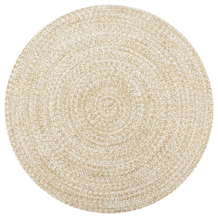 Vidaxl Teppich handgefertigt 90 cm Jute Weiß und Natur