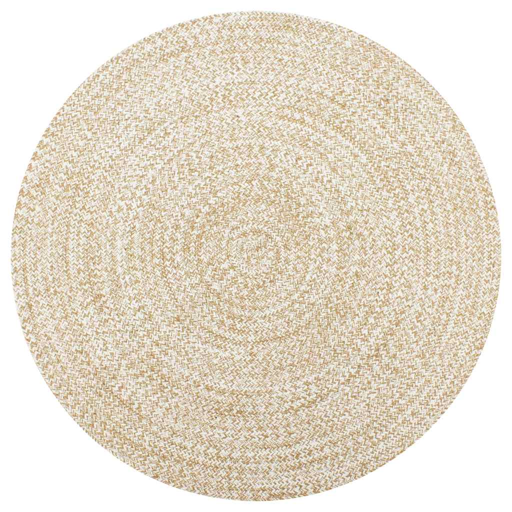 Vidaxl Teppich handgefertigt 120 cm Jute Weiß und Natur