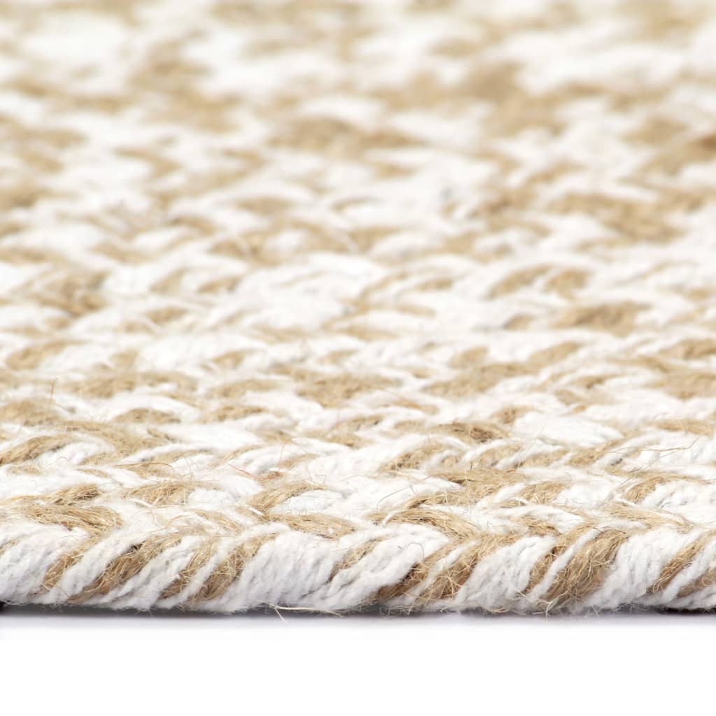 Vidaxl Teppich handgefertigt 120 cm Jute Weiß und Natur