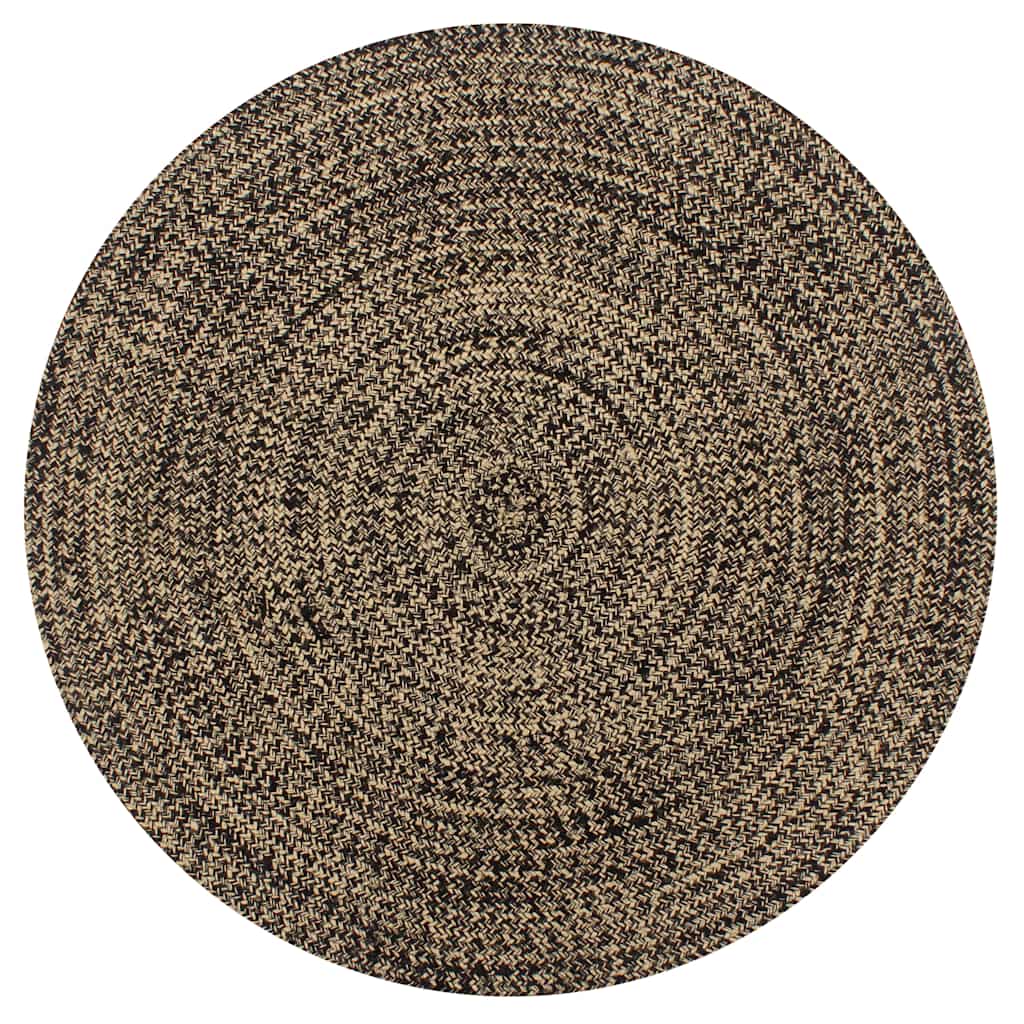 Vidaxl Teppich handgefertigt 90 cm Jute Schwarz und Natur