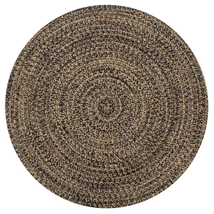 Vidaxl Teppich handgefertigt 90 cm Jute Schwarz und Natur