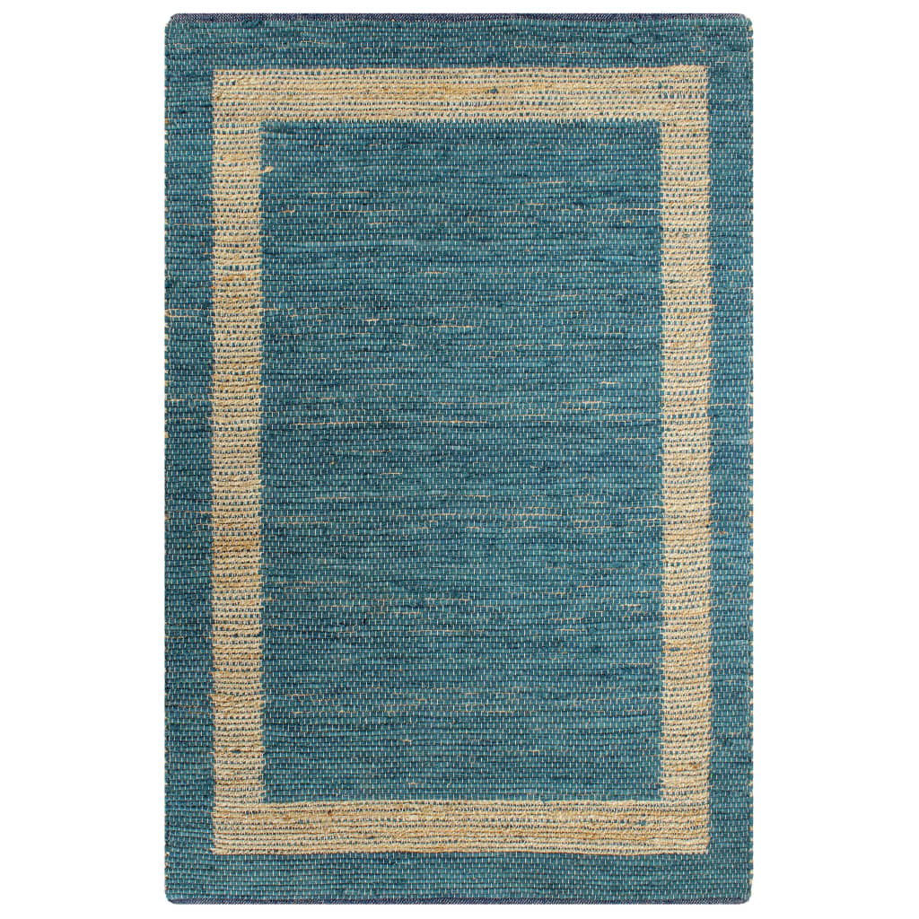 Vidaxl Teppich handgefertigt 120x180 cm Jute Blau