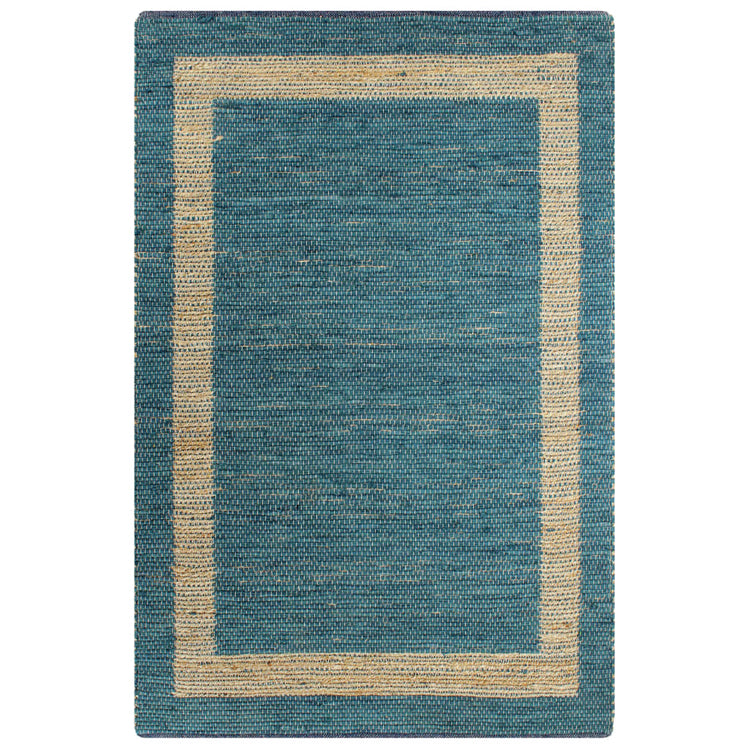 Vidaxl Teppich handgefertigt 120x180 cm Jute Blau