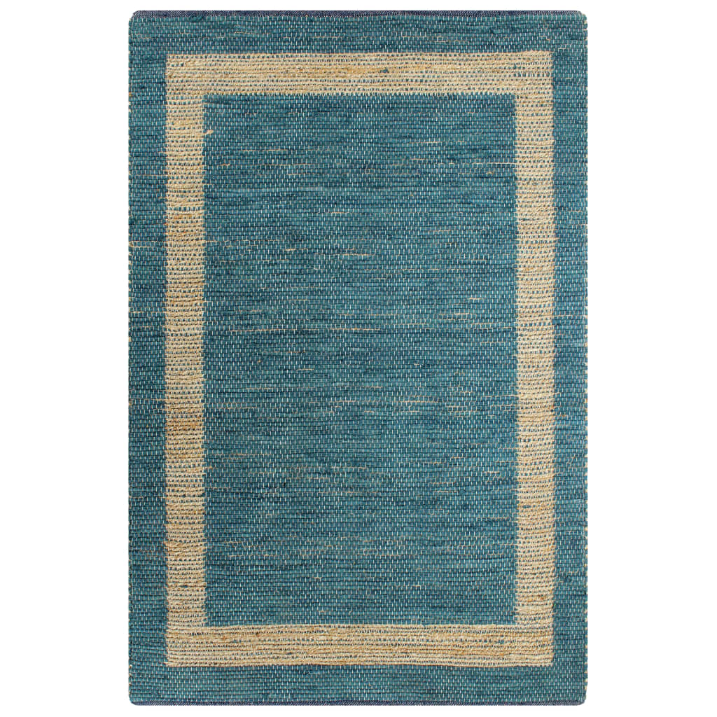 Vidaxl Teppich handgefertigt 160x230 cm Jute Blau