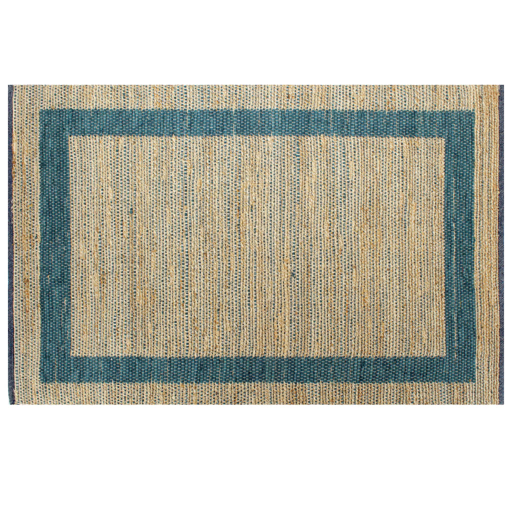 Vidaxl Teppich handgefertigt 160x230 cm Jute Blau