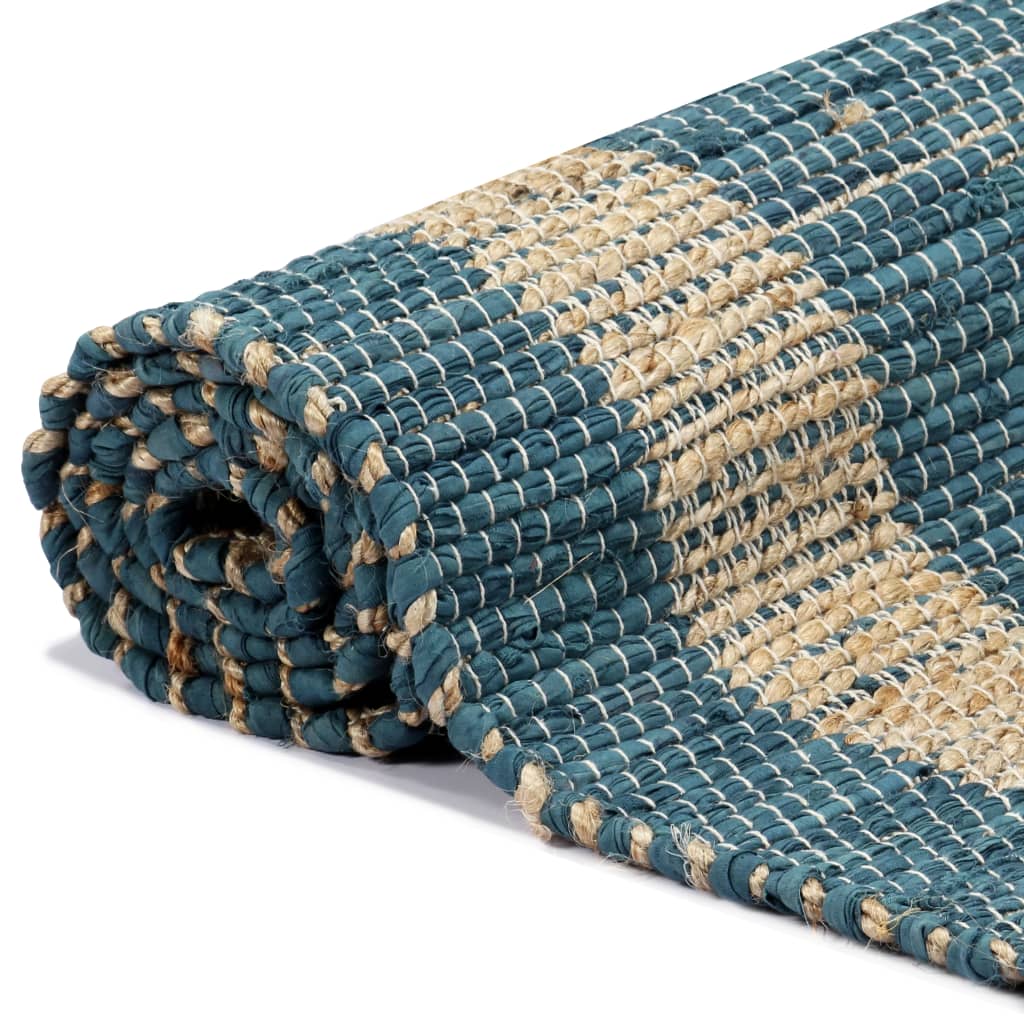Vidaxl Teppich handgefertigt 160x230 cm Jute Blau