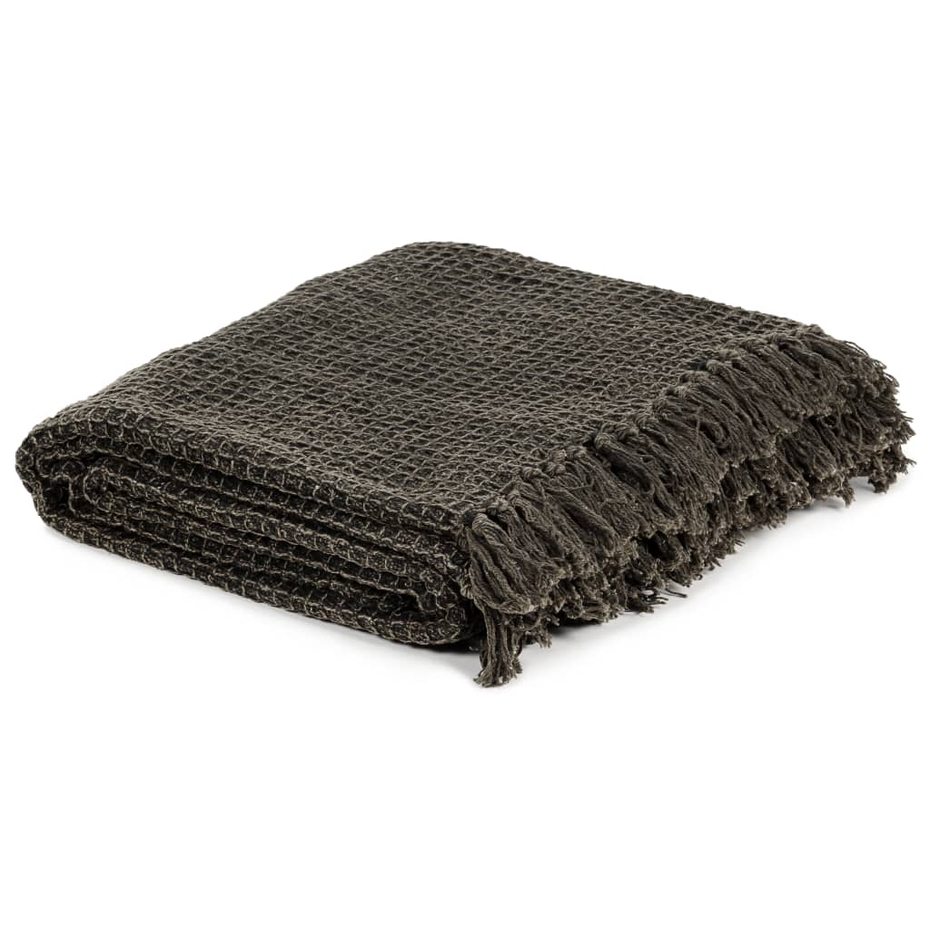 Vidaxl Plaid 125x150 cm Baumwoll -Anthrazit und Braun