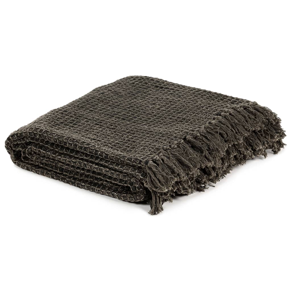 Vidaxl Plaid 160x210 cm Baumwoll -Anthrazit und Braun