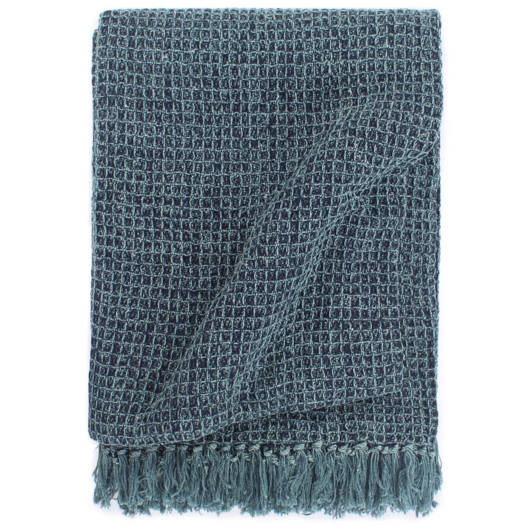 VIDAXL-Plaid 160x210 cm Baumwollindigoblau