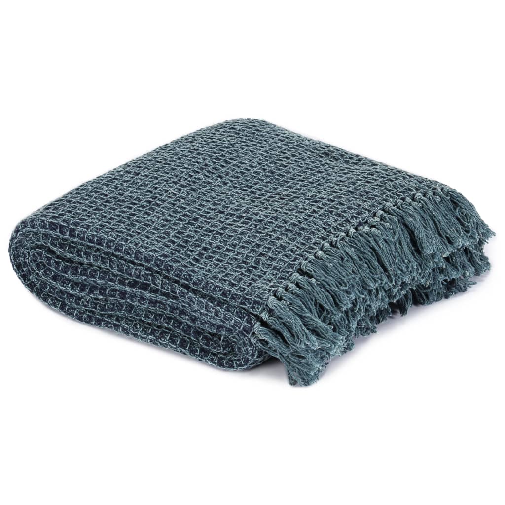 VIDAXL-Plaid 160x210 cm Baumwollindigoblau