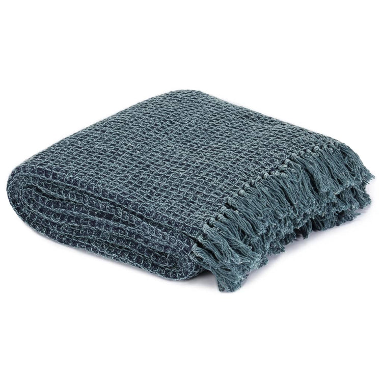 VIDAXL-Plaid 160x210 cm Baumwollindigoblau