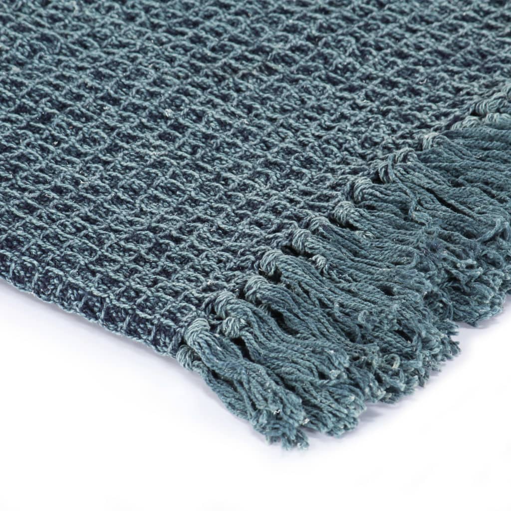 VIDAXL-Plaid 160x210 cm Baumwollindigoblau