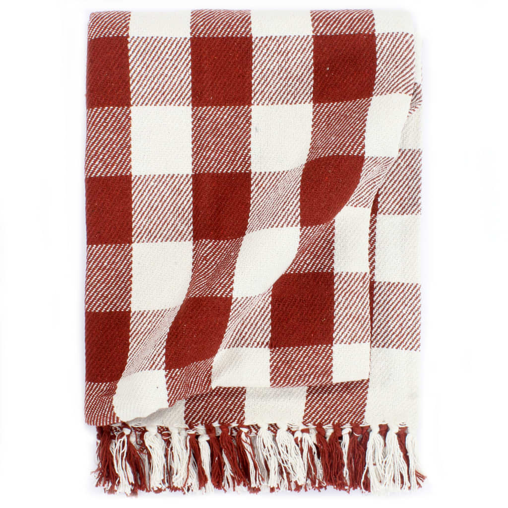 Vidaxl Plaid blockiert 125x150 cm Baumwollziegelrot rot