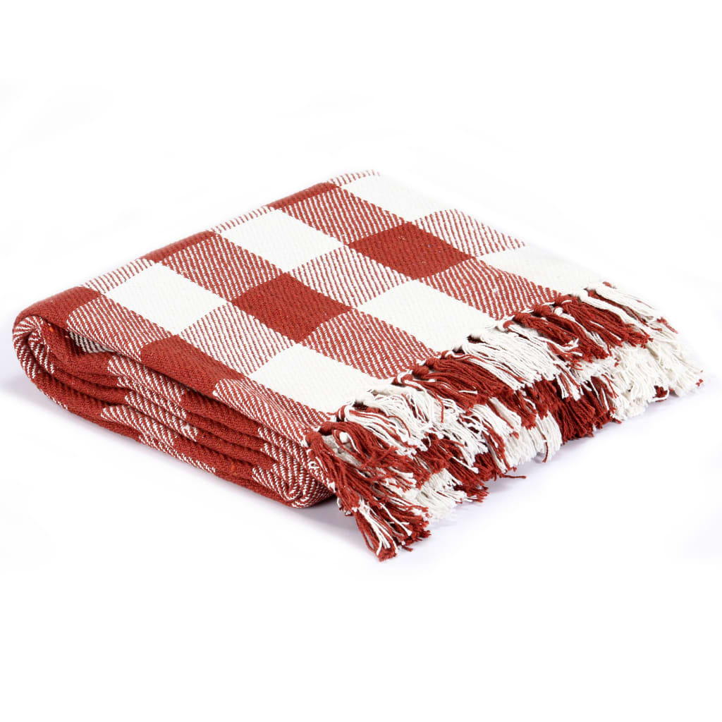 Vidaxl Plaid blockiert 125x150 cm Baumwollziegelrot rot
