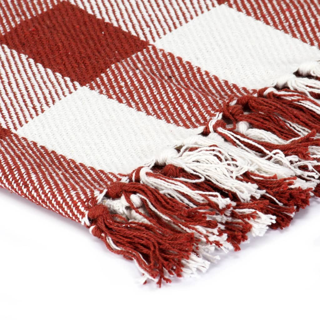 Vidaxl Plaid blockiert 125x150 cm Baumwollziegelrot rot