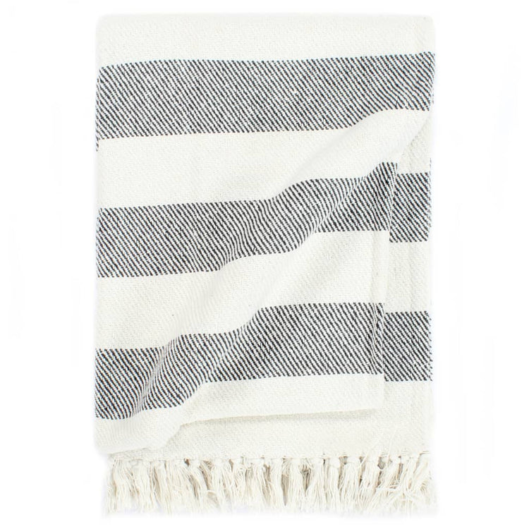 Vidaxl Plaid Stripe 220x250 cm Baumwoll -Anthrazit