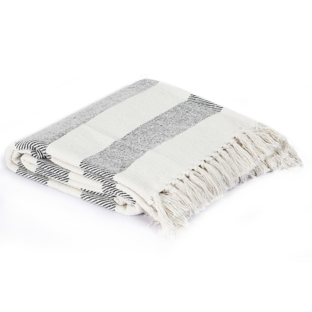 Vidaxl Plaid Stripe 220x250 cm Baumwoll -Anthrazit