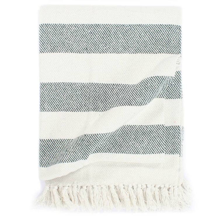 Vidaxl Plaid Stripe 125x150 cm Baumwolle dunkelgrün