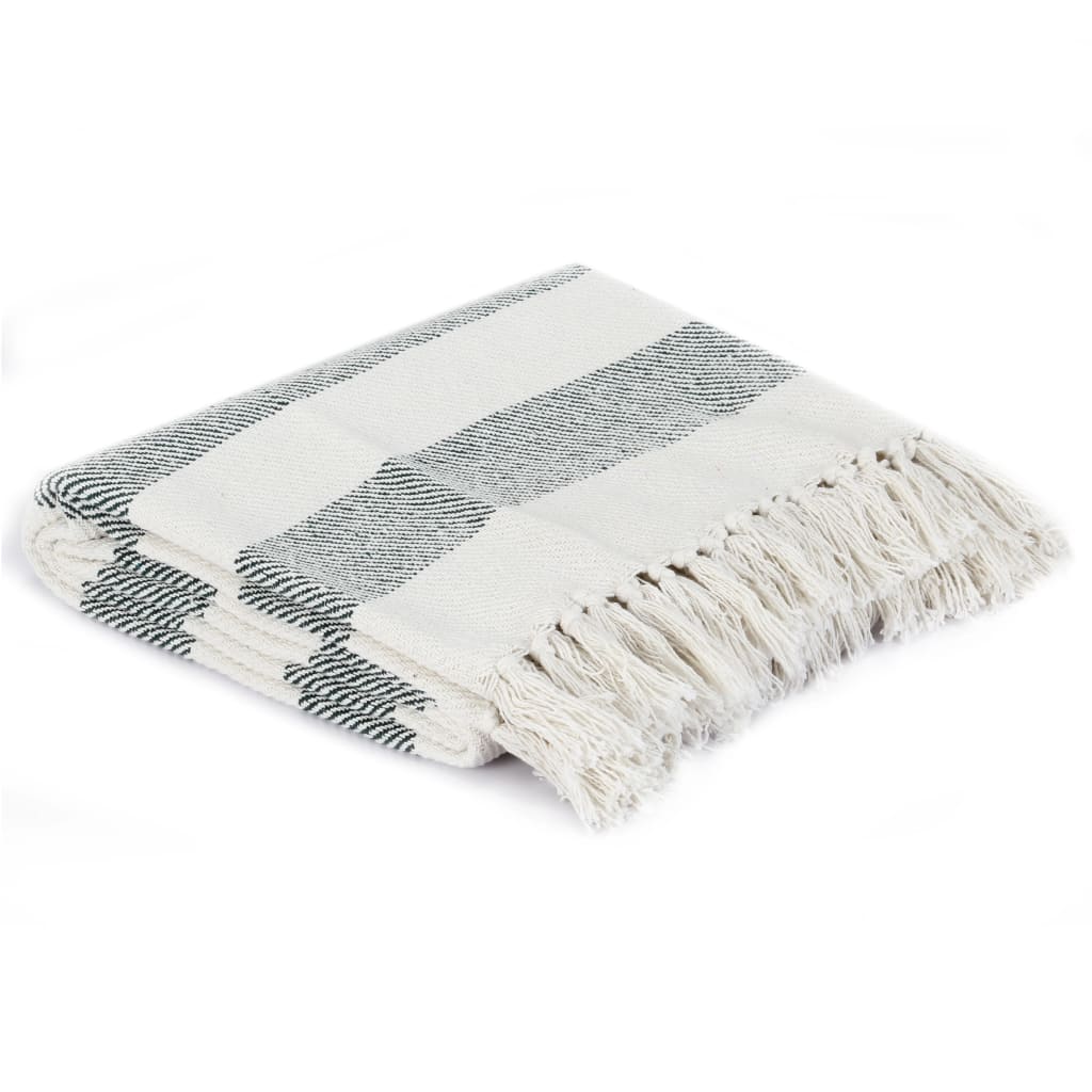 Vidaxl Plaid Stripe 125x150 cm Baumwolle dunkelgrün