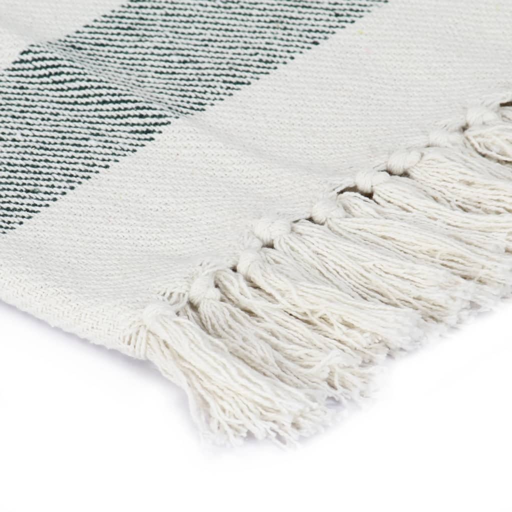 Vidaxl Plaid Stripe 125x150 cm Baumwolle dunkelgrün
