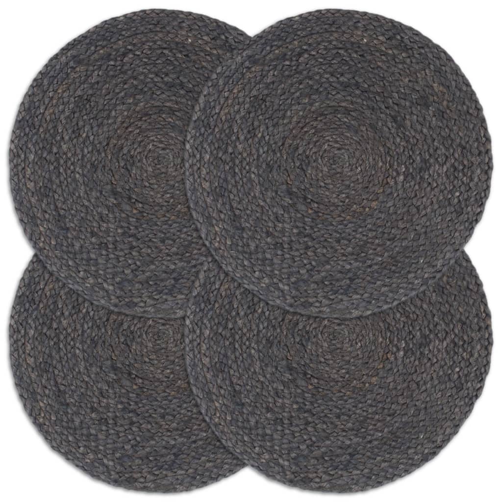 Vidaxl -Taschen 4 STs rund 38 cm Jute Dunkelgrau
