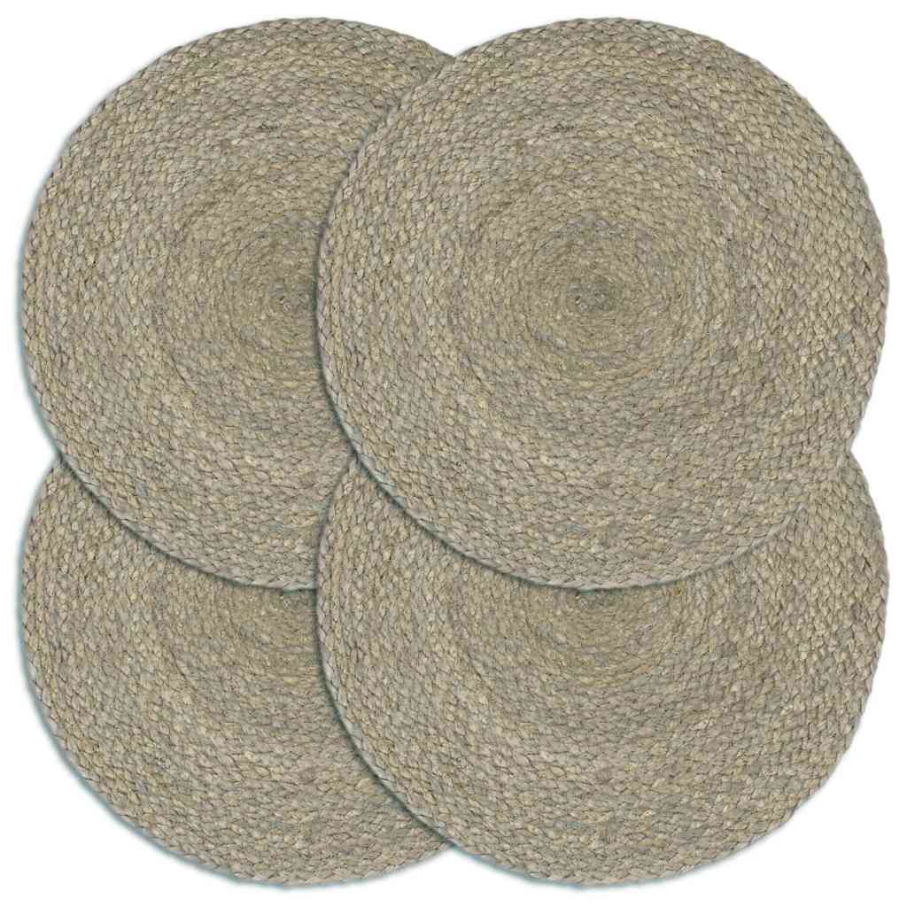 Vidaxl -Taschen 4 STs rund 38 cm Jute einfach grau