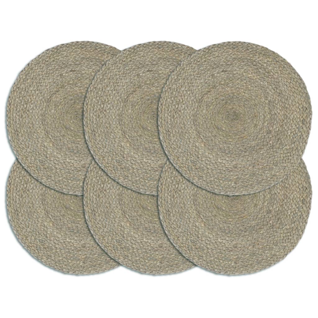 Vidaxl -Taschen 6 STs rund 38 cm Jute einfach grau