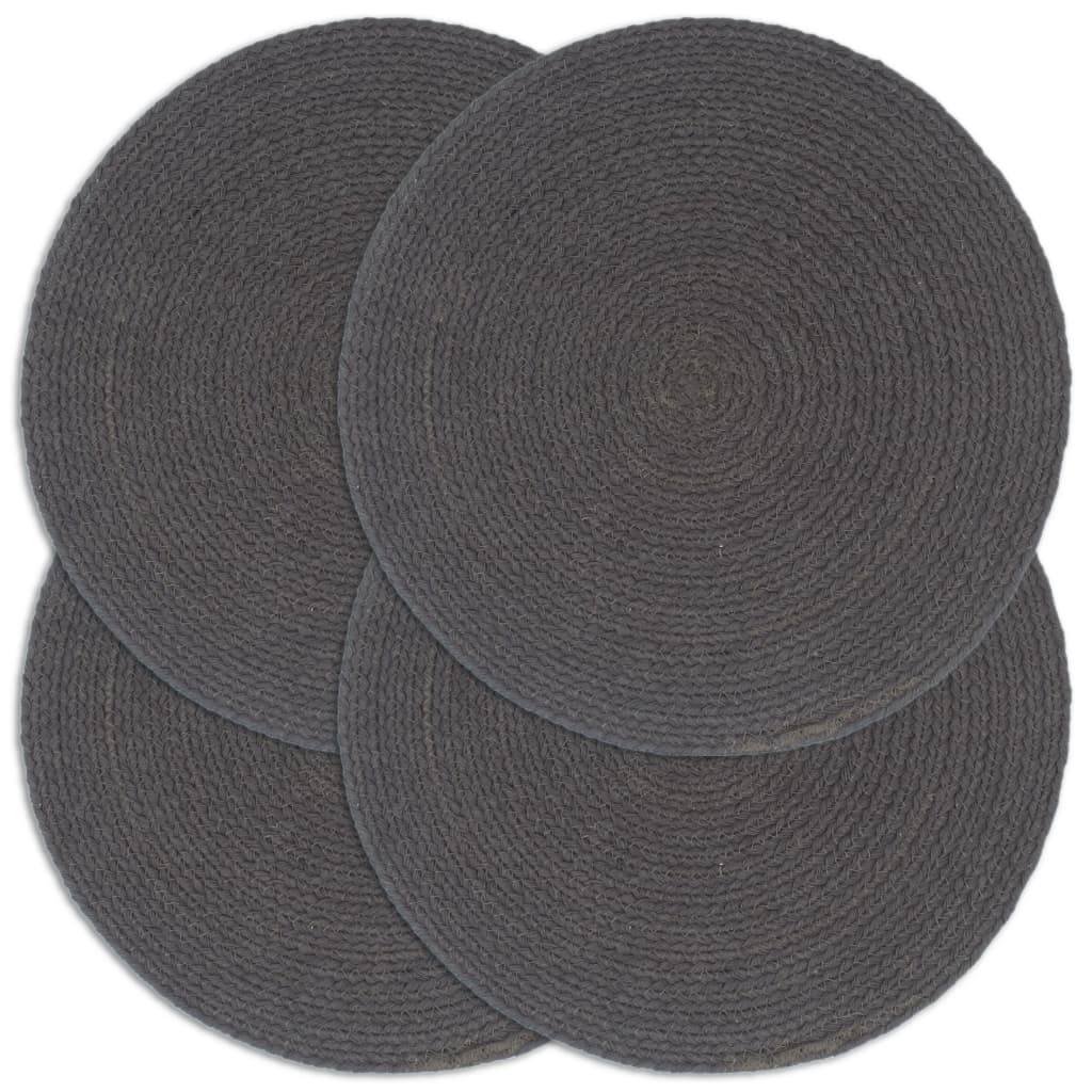 Vidaxl -Placemats 4 Sts rund 38 cm Baumwollschaltkreum dunkelgrau