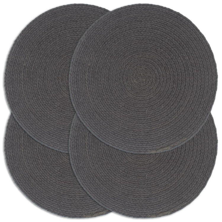 Vidaxl -Placemats 4 Sts rund 38 cm Baumwollschaltkreum dunkelgrau