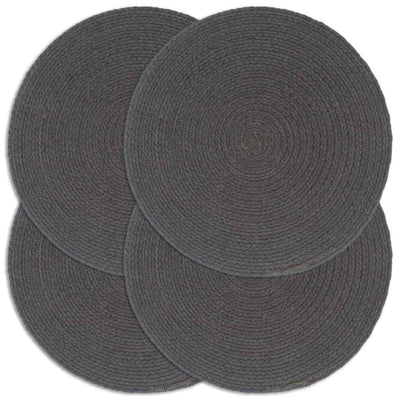 Vidaxl -Placemats 4 Sts rund 38 cm Baumwollschaltkreum dunkelgrau