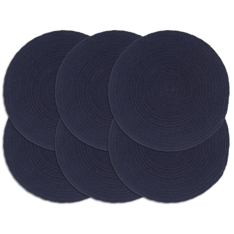 Vidaxl -Placemats 6 STS rund 38 cm Baumwollschild Marine Blau