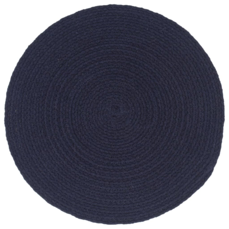 Vidaxl -Placemats 6 STS rund 38 cm Baumwollschild Marine Blau