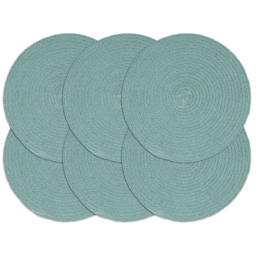 Vidaxl -Placemats 6 Sts rund 38 cm Baumwollschaltgrün