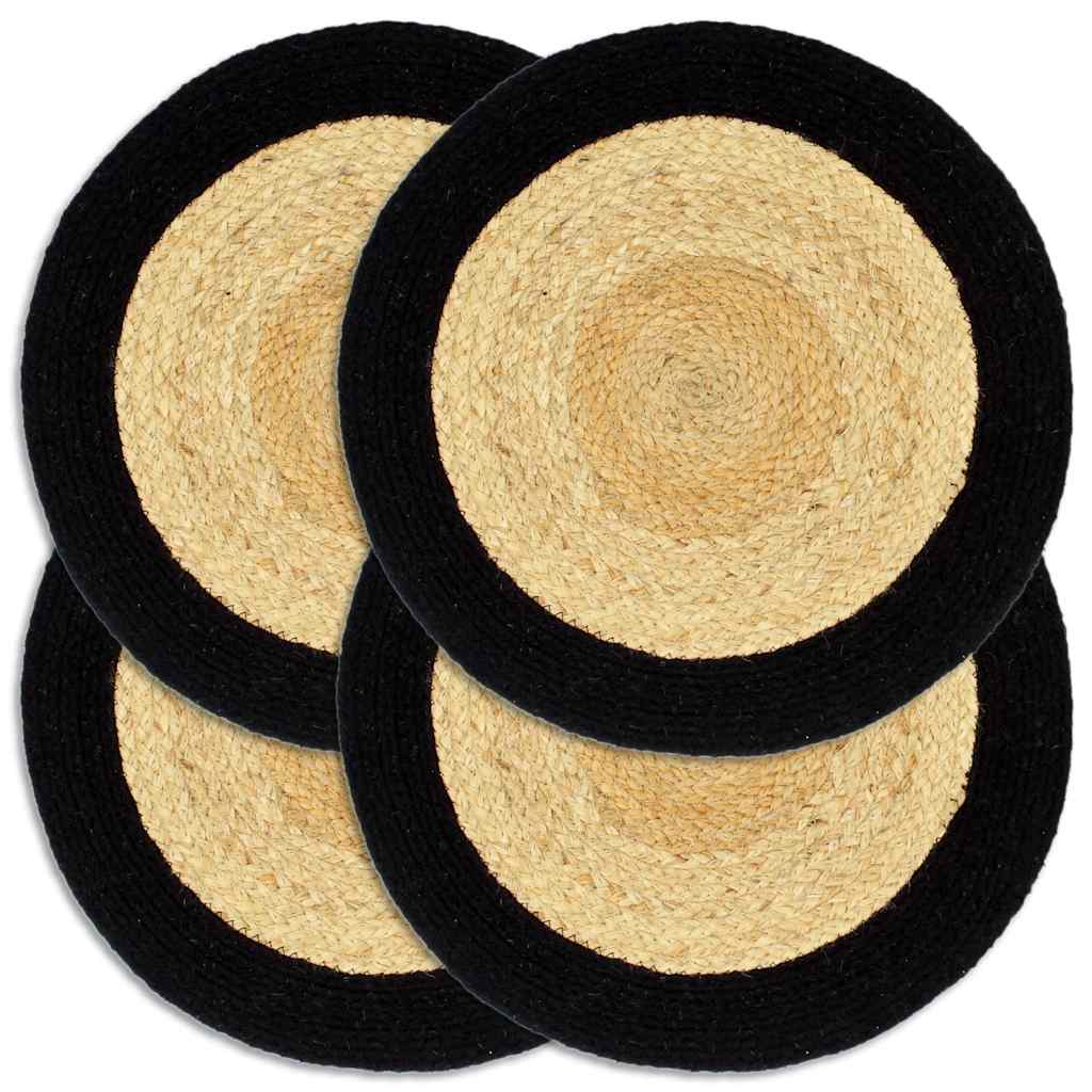 VIDAXL -Taschen 4 ST 38 cm Jute und Baumwolle Natural und Schwarz