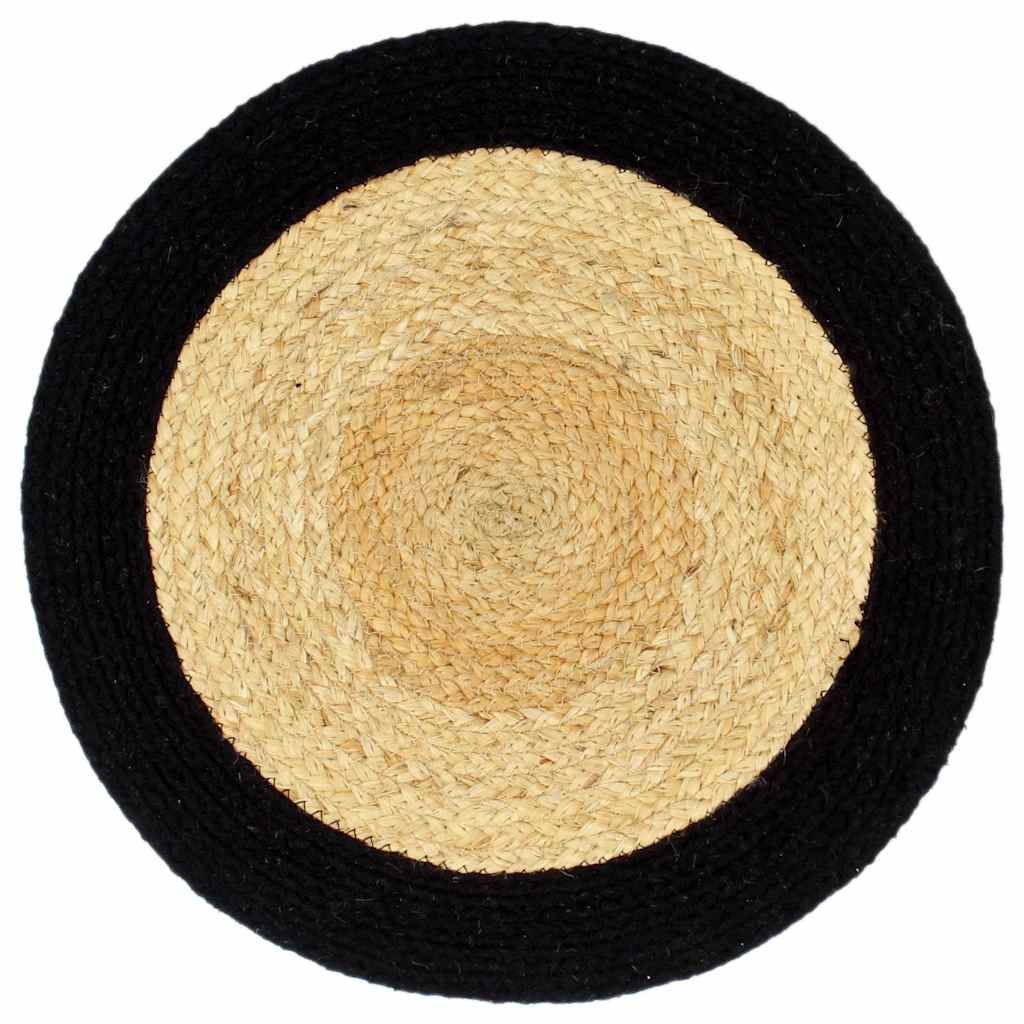 VIDAXL -Taschen 4 ST 38 cm Jute und Baumwolle Natural und Schwarz