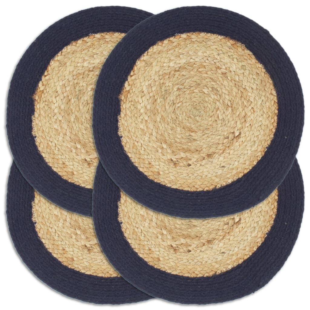 VIDAXL SCAMETS 4 ST 38 cm Jute und Baumwolle und Marineblau