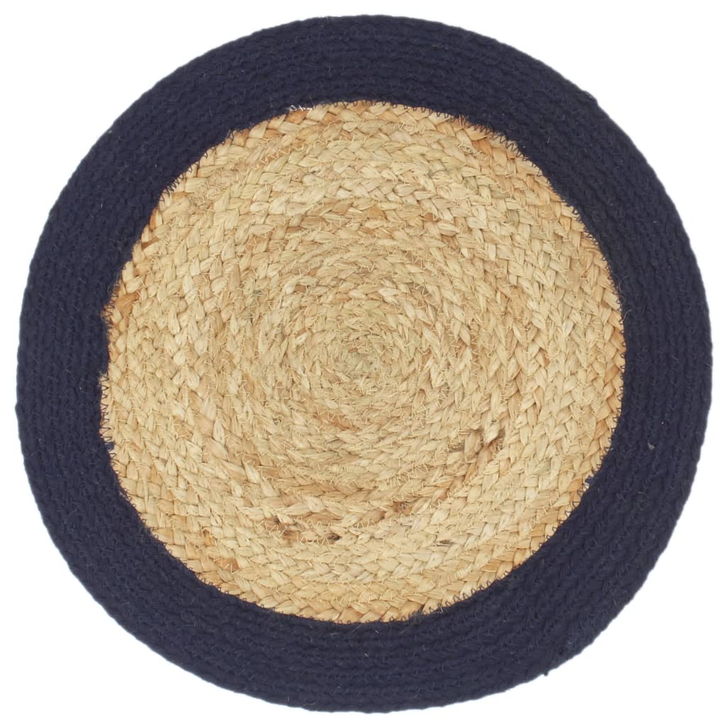 VIDAXL SCAMETS 4 ST 38 cm Jute und Baumwolle und Marineblau