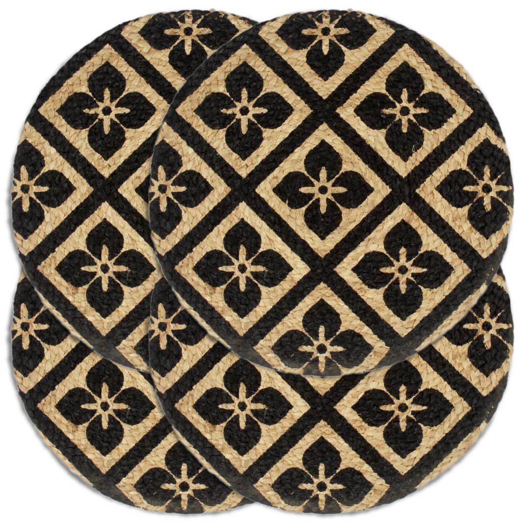 Vidaxl -Taschen 4 Sts rund 38 cm Jute Schwarz