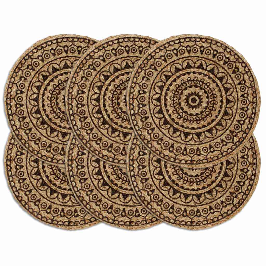 Vidaxl -Taschen 6 STs rund 38 cm Jute Dunkelbraun
