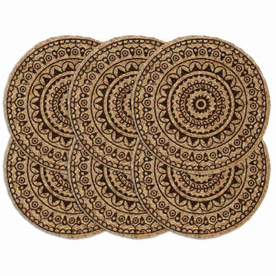 Vidaxl -Taschen 6 STs rund 38 cm Jute Dunkelbraun