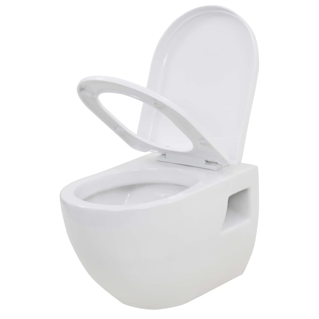 Vidaxl hängende Toilette mit verstecktem Zisternkeramikweiß