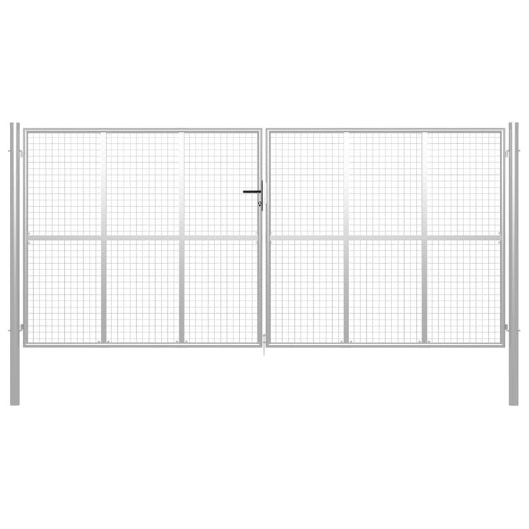Vidaxl Poort 415x250 cm verzinkter Stahl Silberfarben