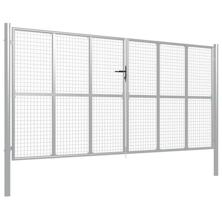 Vidaxl Poort 415x250 cm verzinkter Stahl Silberfarben